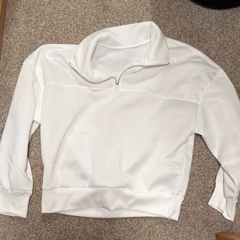 SHEIN White Zip-Up Sweatshirt